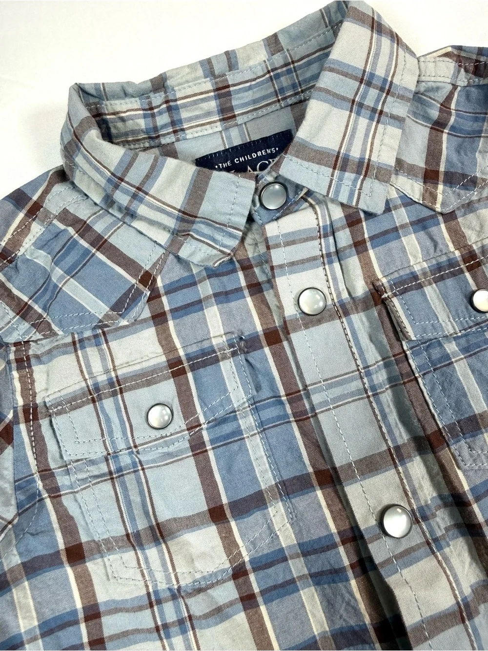 THE CHILDREN’S PLACE Boys Western Plaid Snap Shirt 3T Long Sleeve Cowboy Ranch